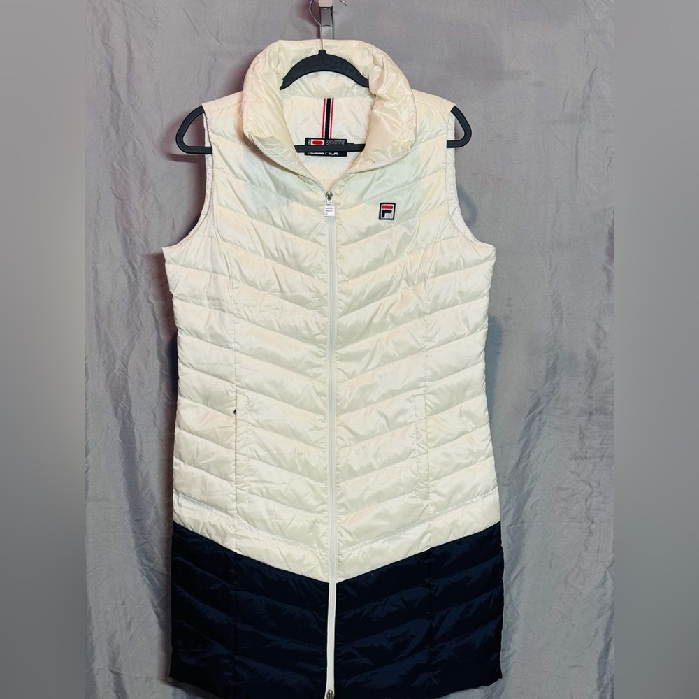 Fila Women's Cream and Black Puffer Vest size XL